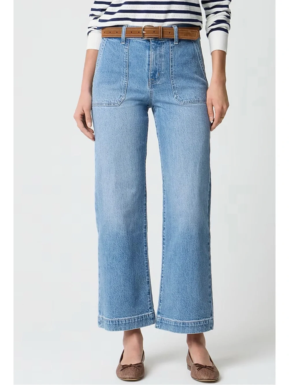J. CREW | Wide Leg High Rise Cropped Patch Pocket Classic Denim Jeans  Sz. 30